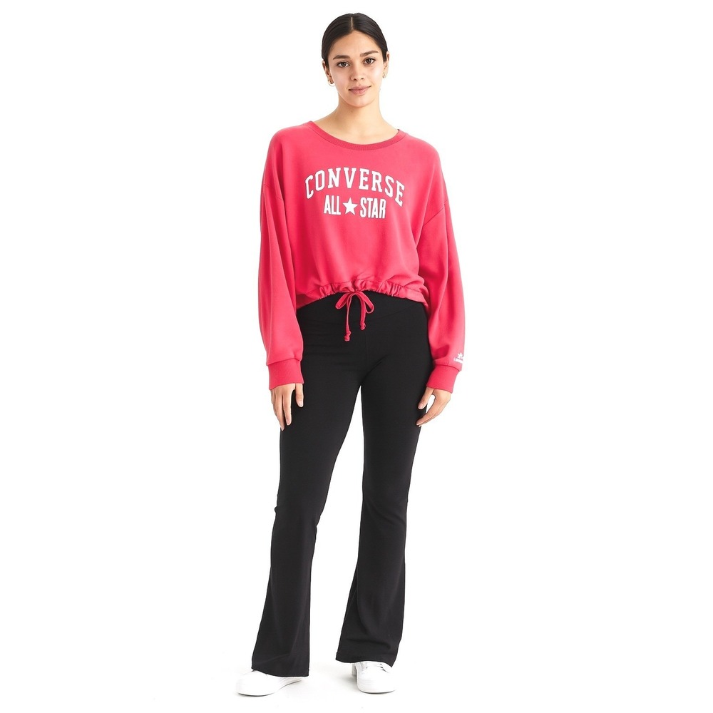 Converse All Star Graphic Sweatshirt Cropped Drawstring Pink L Girlcore 93-07